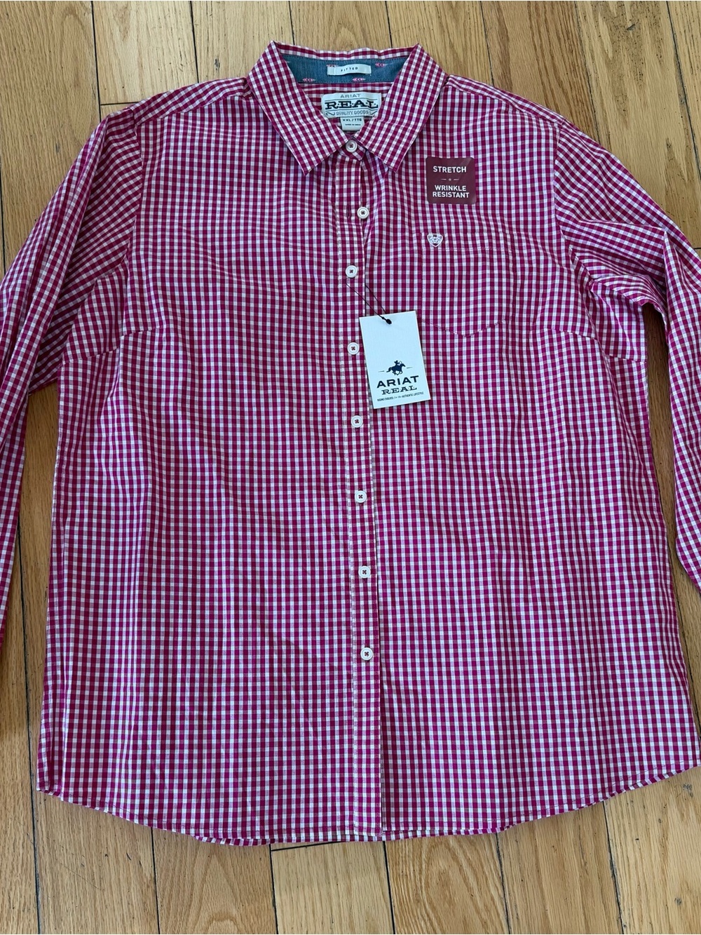 Ariat Women's Red and White Gingham Button-Down Shirt
